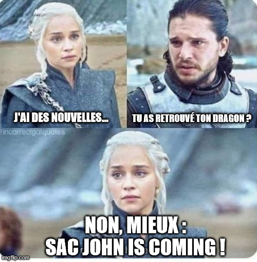 SICOVAD's tweet photo. C'est vendredi, c'est l'heure du mème, voici le VENDREMEME! Ça ne crache pas du feu, ça n'a pas trois yeux, mais ça peut sauver le monde: SACJOHN IS COMING ! Les sacs jaunes arrivent dans vos boîtes aux lettres ! #dechet #tri #recyclage #vendredi #sacjaune #GOT #johnsnow #sacJohn https://t.co/NSl2sjnyyb