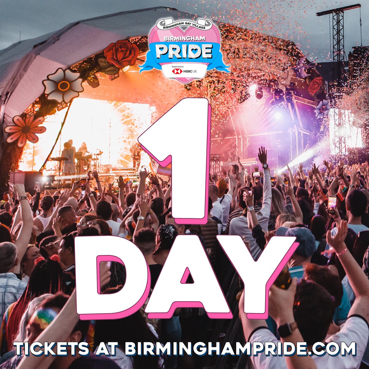 BirminghamPride's tweet photo. NOW WE’RE EXCITED 🌈🏳️‍🌈🏳️‍⚧️

Just ONE DAY to go until this years @BirminghamPride supported by @HSBC_UK 

Box office opens today at the Nightingale Club from 12noon to exchange your tickets for wristbands. 

Tickets and info: https://t.co/V1VkrVqjQJ https://t.co/unOeWiNVxS