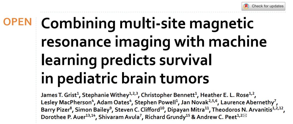 james_grist's tweet photo. We have shown that we can pick out certain imaging features that seem to help predict the survival of an individual child. Fantastic work by the team at @bhambtrg @Rosehel_mri. The paper can be found here: https://t.co/iYRUbtQUkt 2/n https://t.co/ASblgyn7w6