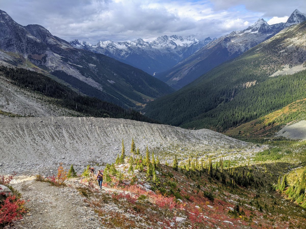BLCoulthard's tweet photo. Caught fall colors on the Asulkan lateral moraines today in #GlacierNP #RogersPass. This place is dear to my ❤️ after 8 epic yrs of @UVicGeog #geomorph fieldcamp w @MtHemlock @jillharvey_fire @DisturbedDendro @BJmood @kiramhoffman et al. Look close to see the 7 mo old (not mine!) https://t.co/bwVMPqJXNQ