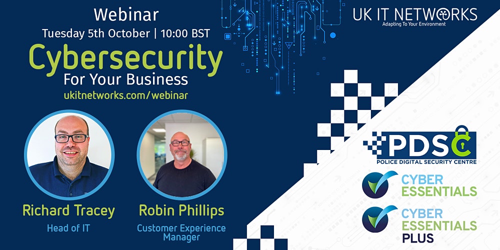 UKITNetworks's tweet photo. Last year, 39% of SME's experienced a cyber breach, 60% of those were not in business the following year.
Join our webinar on 05/10 at 12:00 where we will be discussing the importance of a cybersecurity plan: https://t.co/uAHSIkFNY2
#Webinar #Cybersecurity #CyberEssentials #PDSC https://t.co/8byzLATHZ9