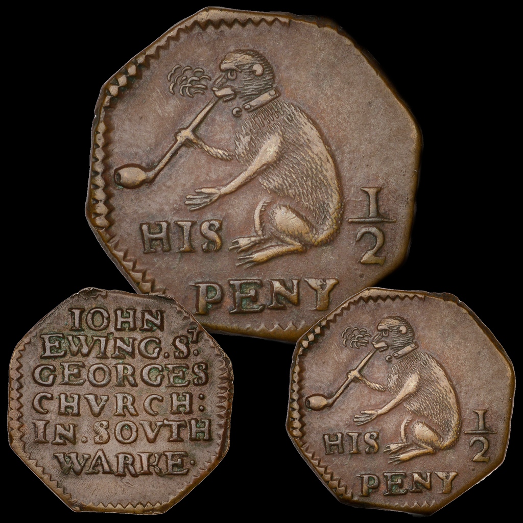 NoonansAuctions's tweet photo. The Collection of #17thCenturyTokens formed by the late Robert Thompson
#Southwark #StGeorgesChurch #JohnEwing, octagonal #Halfpenny
Very fine and patinated, rare; far superior to the Everson plate piece
30 September #Tokens #auction
https://t.co/7Nle69geKf https://t.co/6rBhraKQa5