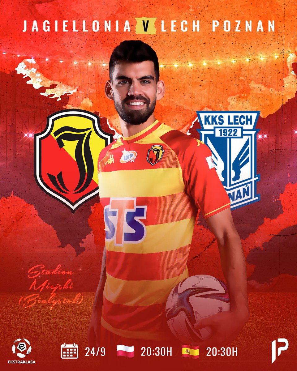 IsraelPuerto_'s tweet photo. MATCHDAY! 💛❤️

⚽️ @_Ekstraklasa_ 
🆚 Lech Poznan
🏟️ Stadion Miejski
⏰ 20:30 (🇪🇸🇵🇱)

Our fans deserve a victory. Come on, @Jagiellonia1920! 👊 https://t.co/t85HigoZLz