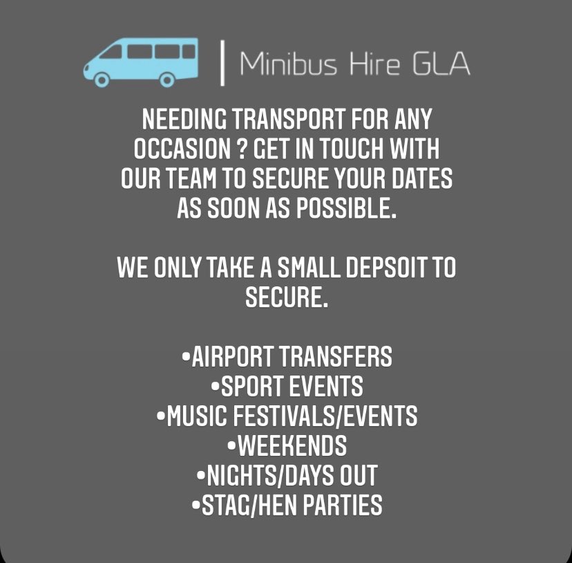 MinibushireG's tweet photo. MINIBUS HIRE GLA 🚌 If people could please share and retweet would be much appreciated 🤝
#minibushiregla #minibushire #glasgow #hire #best #mbhgla #best #freewifi #freerefreshments #booknow #transportservice https://t.co/weGmQph1Vv