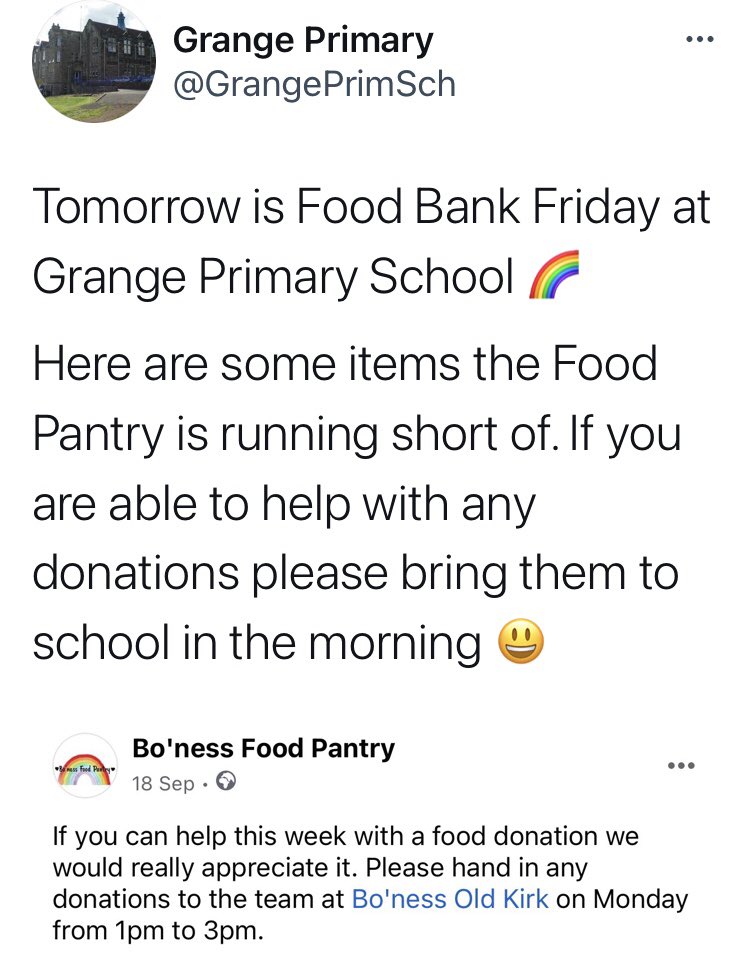 FVWLric's tweet photo. Our final #Ready2Challenge example for this week is the fabulous #FoodBankFriday initiative from @GrangePrimSch to regularly support their community Bo’ness Food Pantry 👏🏽🌟 Looking forward to sharing more #Ready2Challenge examples next week 👏🏽 #EquityEmpowermentCollaboration https://t.co/yL8uQZ73dV