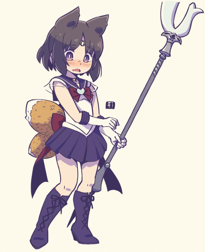 セーラーサターン 「せっかくなので簡易的に色も塗ってみたわ
セラムンキャラって足がモデルさんみたいに」|廻のイラスト