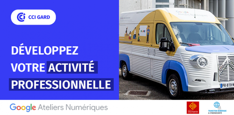 AlesMyriapolis's tweet photo. La CCI Gard organise une tournée Google Atelier Numérique dans le Gard ! Le van #Google sera présent à DIGIT'Alès le mercredi 29 septembre 2021 pour 2 ateliers et du coaching individuel 🚍💻
Pour s'inscrire c'est par ici : 👉 https://t.co/6KqL2cTibp 
@GoogleEnFrance #numérique https://t.co/PyayJqlLX6