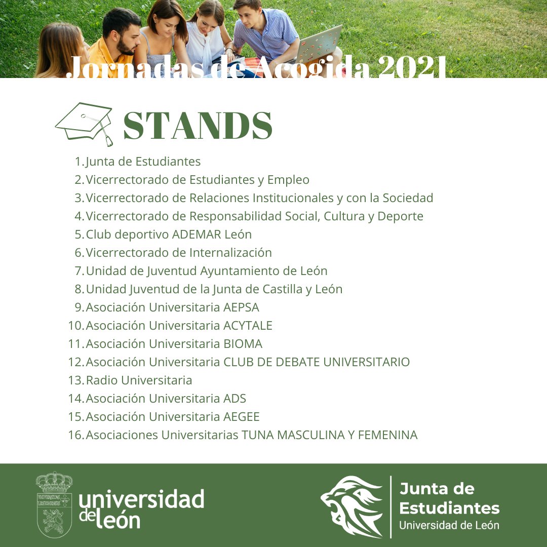 ¿Quieres conocer todo lo que #Unileon te puede ofrecer? 

📅 Acude el 29 y 30 de septiembre a las Jornadas de acogida. Podrás descubrir toda la oferta cultural, actividades deportivas, asociaciones de estudiantes y disfrutar de un gran número de actividades. 

¡Te esperamos!