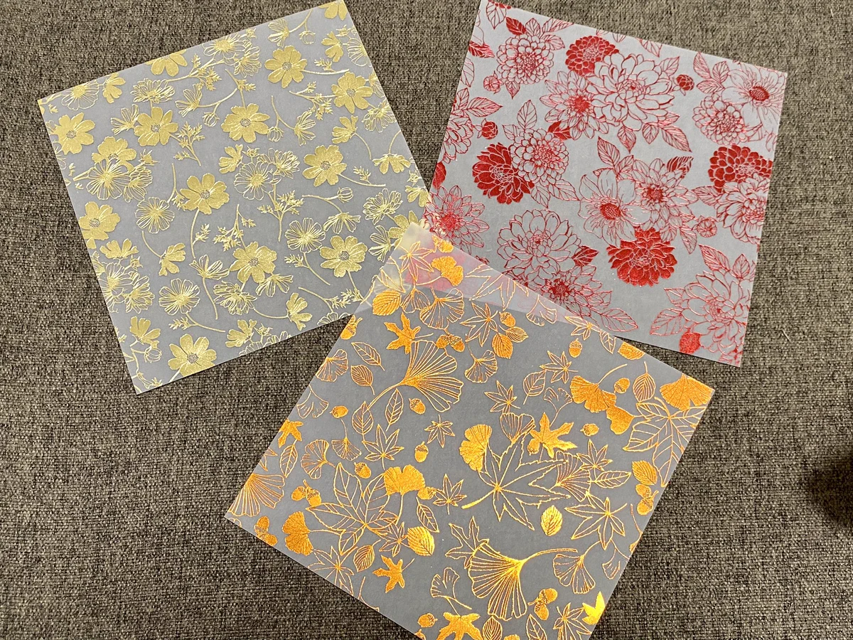 セリアで見つけた折り紙がかわい過ぎる！トレーシングペーパーに箔押し！！