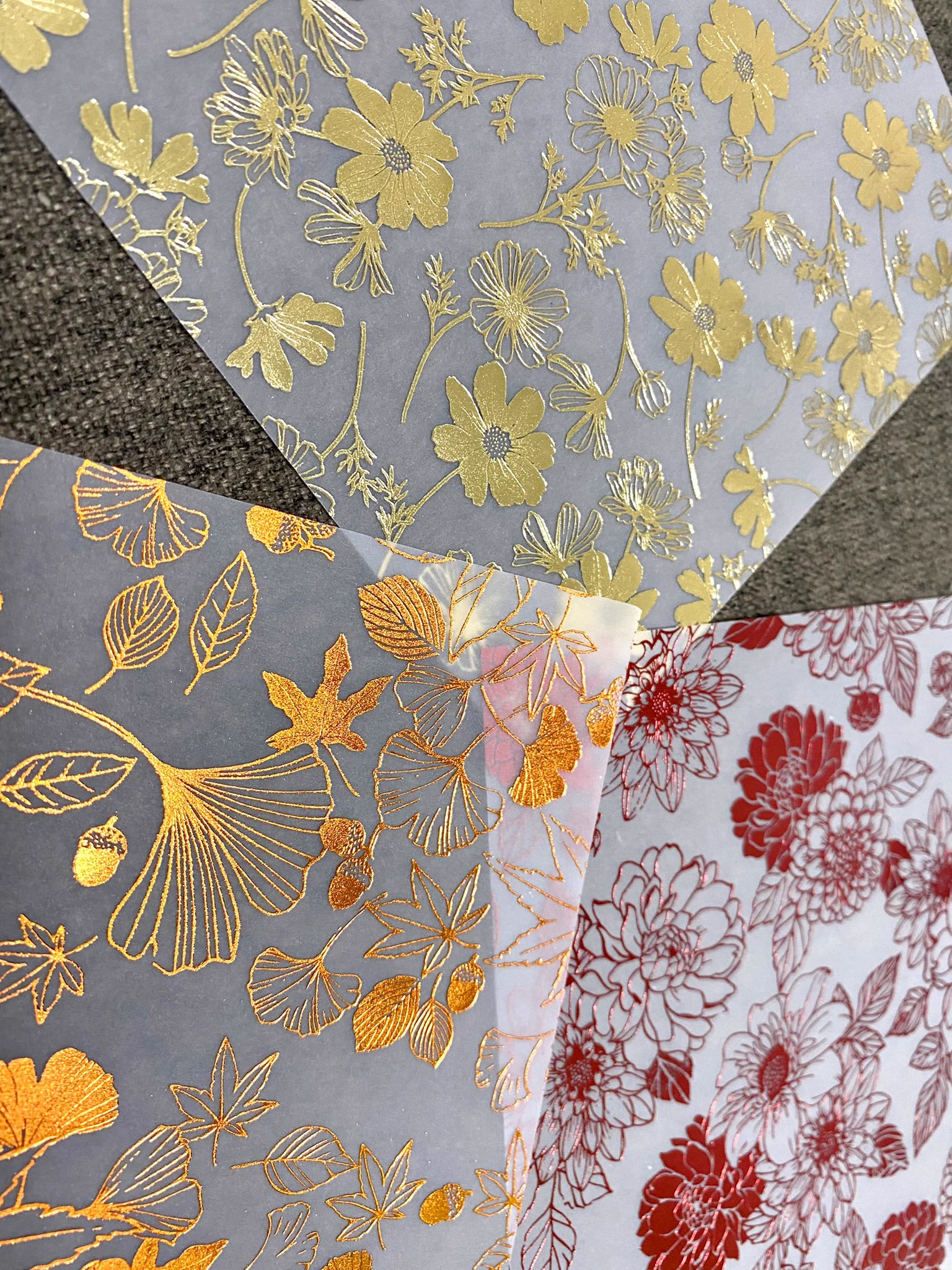 セリアで見つけた折り紙がかわい過ぎる！トレーシングペーパーに箔押し！！