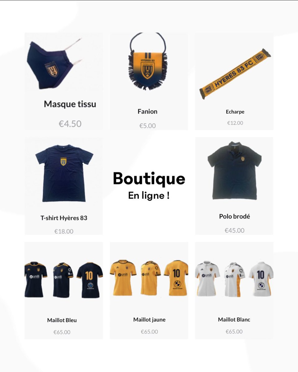 Découvrez nos produits dérivés sur notre boutique en ligne ! 

Maillots officiels, écharpes, masques, porte clés et plein d’autres produits disponibles dès maintenant ! 

Expédition dans toute la France ⏰