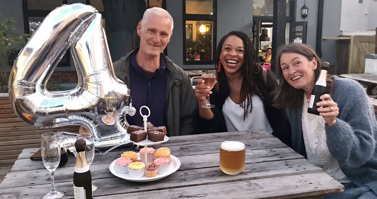4th birthday. Volunteer Cycle Pilot social -pilots of 4 years to 4 months generous service. Week included first ride for 97 yr old Dick whose tales of his youth in Myanmar charmed. Plus Tom’s first tandem to allotments for bird listening &amp; leaf rustling relaxing ride.#Brighton