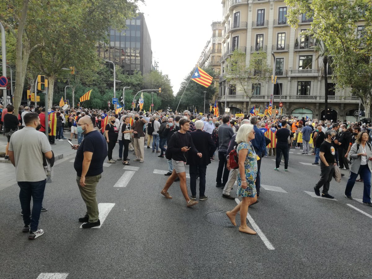 Fran6Qnet's tweet photo. Aquest senyor és el que està més a prop del consolat, sol... La resta fen una rotllana al mig de la Diagonal. https://t.co/9Wq3gzVEH5