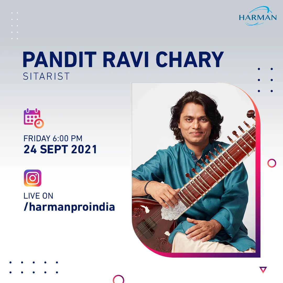 RaviCharySitar's tweet photo. It's today! You are all invited for my instagram live session with @harmanproindia today,24th September @ 6 PM.Harman Pro India is a leading brand of prime Audio equipment and my association with them has been a wonderful experience. Eagerly looking forward to this. See you all. https://t.co/k8lvAefXjg