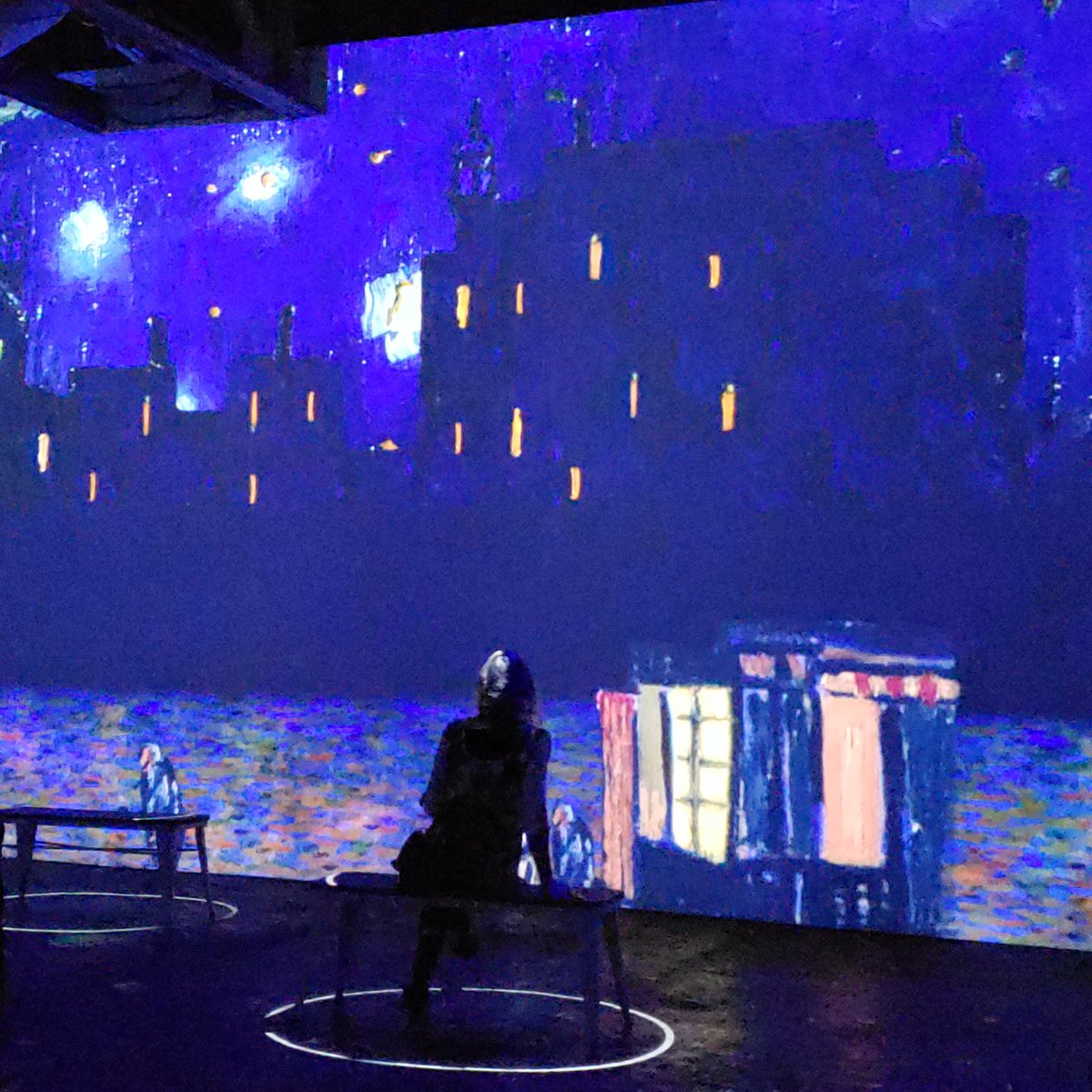 RealScottHarris's tweet photo. My wife Gigi pondering the Van Gogh Immersive Exhibit in  Charlotte, NC https://t.co/fRX1dKj2qQ
