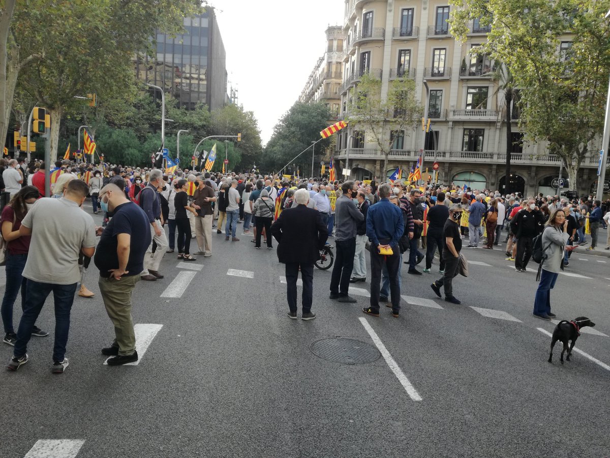Aquest senyor és el que està més a prop del consolat, sol... La resta fa una rotllana al mig de la Diagonal.
#LlibertatPuigdemont