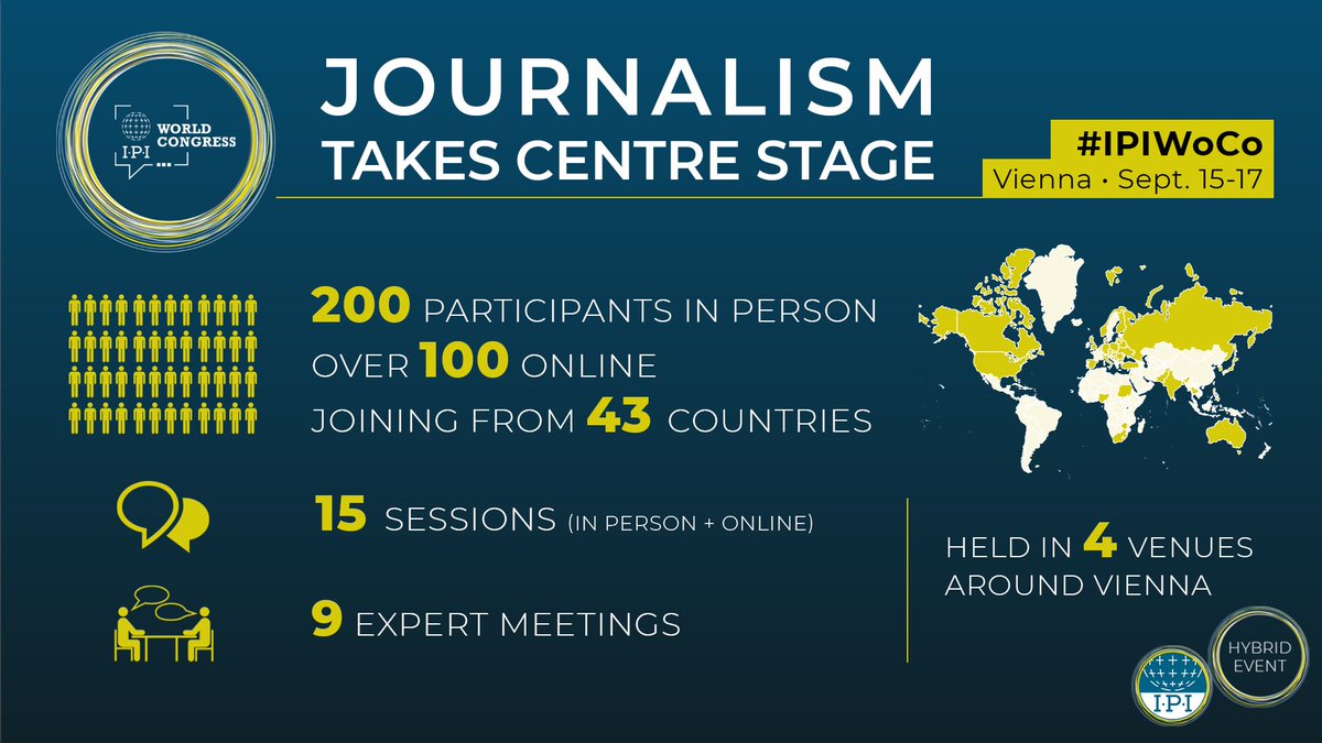 globalfreemedia's tweet photo. Wow! Thank you to everyone who made the #IPIWoCo 2021 such a success. More than 3⃣0⃣0⃣ people joined us in-person and online from 4⃣3⃣ countries!

So great to see old friends and new as we discussed the future of journalism together. 🙌

Wrap-up: https://t.co/d2x1p14hhN https://t.co/yySJyJt30W