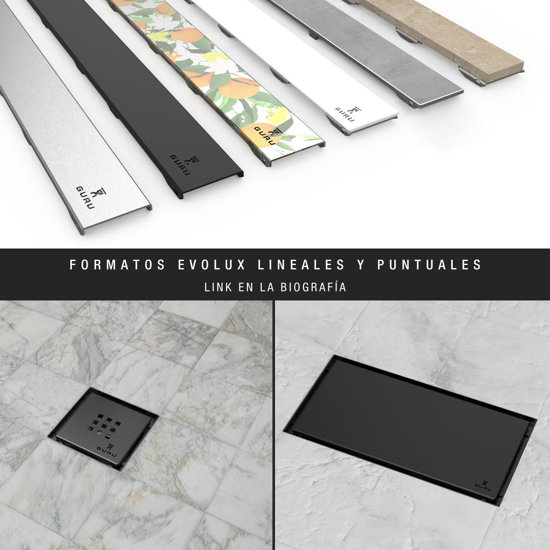 🔴Sistema Evolux, formatos lineales y puntuales. 
🔴Lleve el diseño de su baño a un nivel superior, Evolux tiene varios formatos y acabados para una amplia gama de diseños y acabados. 
#desagües #canaletas #showerdrain #bathroomdesign #bathroominspiration #interior