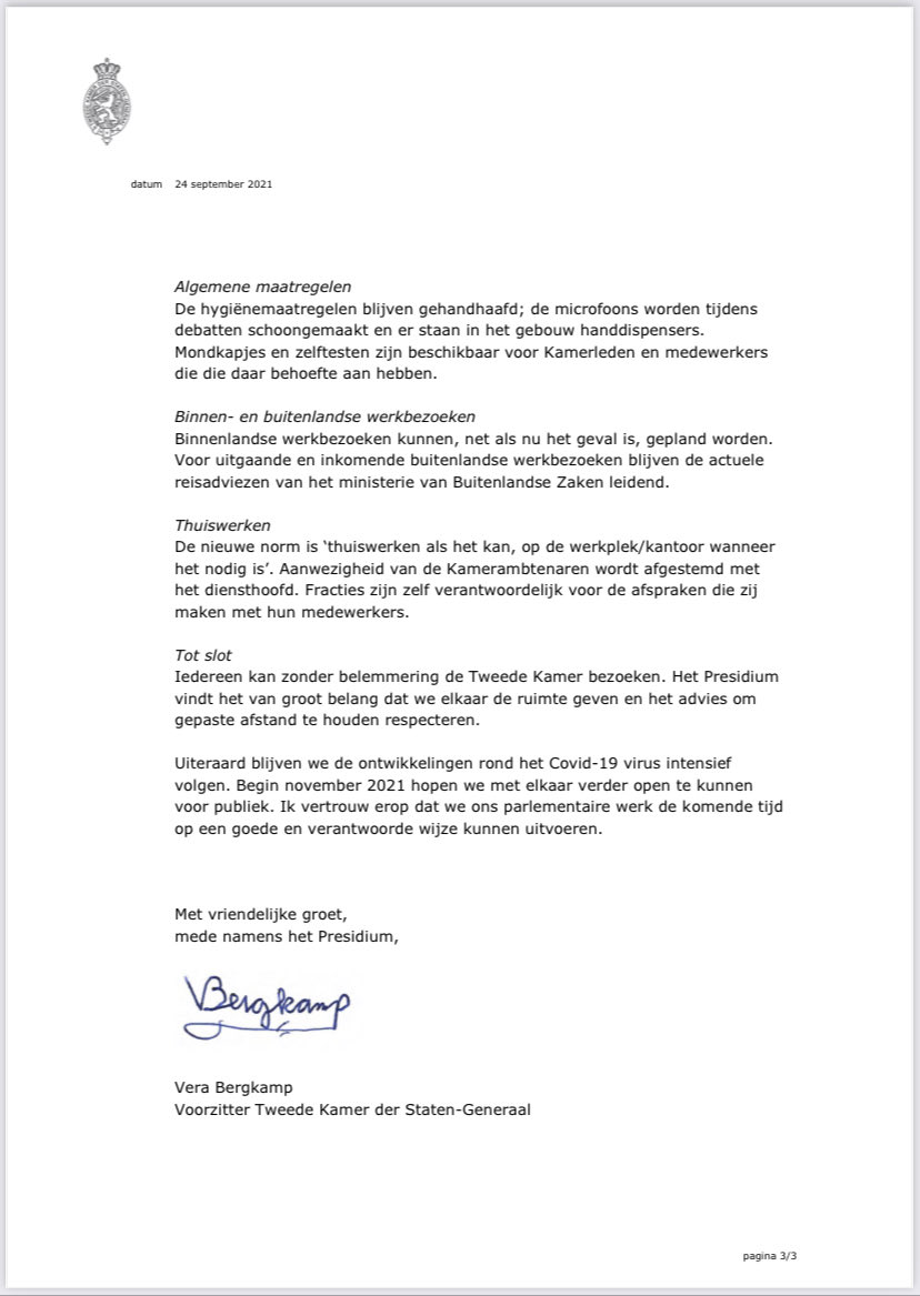 Géén coronatoegangsbewijs voor kamerleden, wél voor dagjesmensen. Het staat er echt!

#StopQR