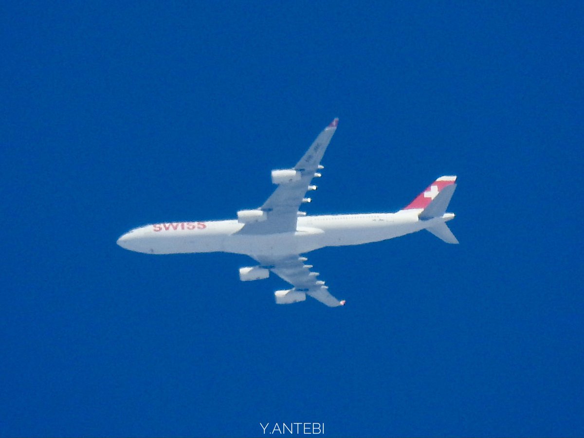 ace_pio's tweet photo. They made it this time
#SWR5200 #A340 HB-JMC on a test flight from Amman
#FlySwiss #HBJMC #avgeek #swiss https://t.co/CLDDQBGvPM