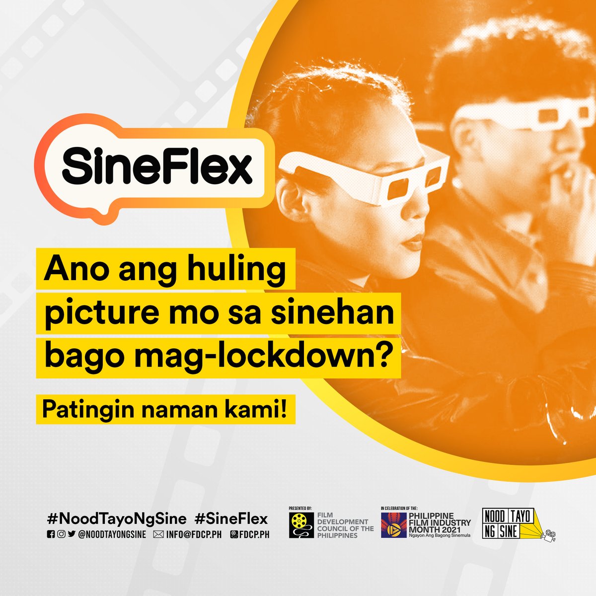 NoodTayoNgSine's tweet photo. Gusto mo bang manalo ng exciting prizes sa napakadaling paraan? Sali na sa #SineFlex Challenge paandar ng #NoodTayoNgSine!
Ano’ng kailangang gawin? I-share mo lang sa amin ang huling picture mo sa loob ng sinehan bago ang lockdown! https://t.co/GR2T1nzVzm