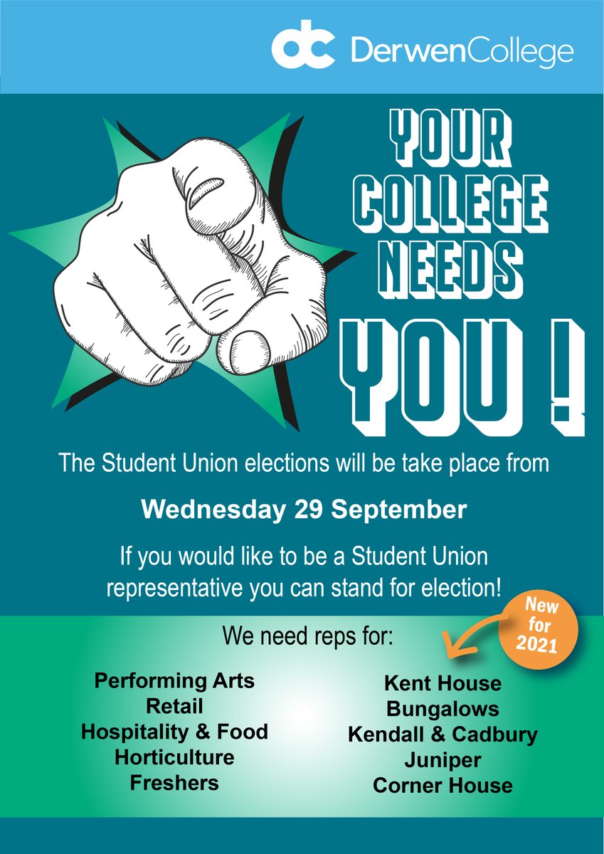 DerwenCollege's tweet photo. At @DerwenCollege we are proud to give all our students a voice. The demographic process is an important one, and Annual Student Union Elections for our reps take place on 29 September. @Natspec @aocinfo #WhereLearningComesToLife https://t.co/eU6Tnru3ja