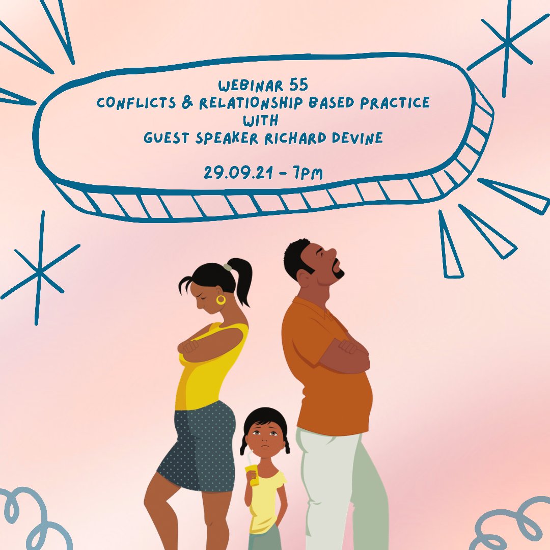 This week <a href="/SiobhanMaclean/">Siobhan Maclean</a> &amp; the team will be joined by guest speaker <a href="/RichardDevineSW/">Richard Devine</a> as he guides us through this weeks topic - Conflict &amp; Relationship-based practice. Interested? Webinars are free &amp; a great way of learning, so register here now! 👉 us02web.zoom.us/webinar/regist…