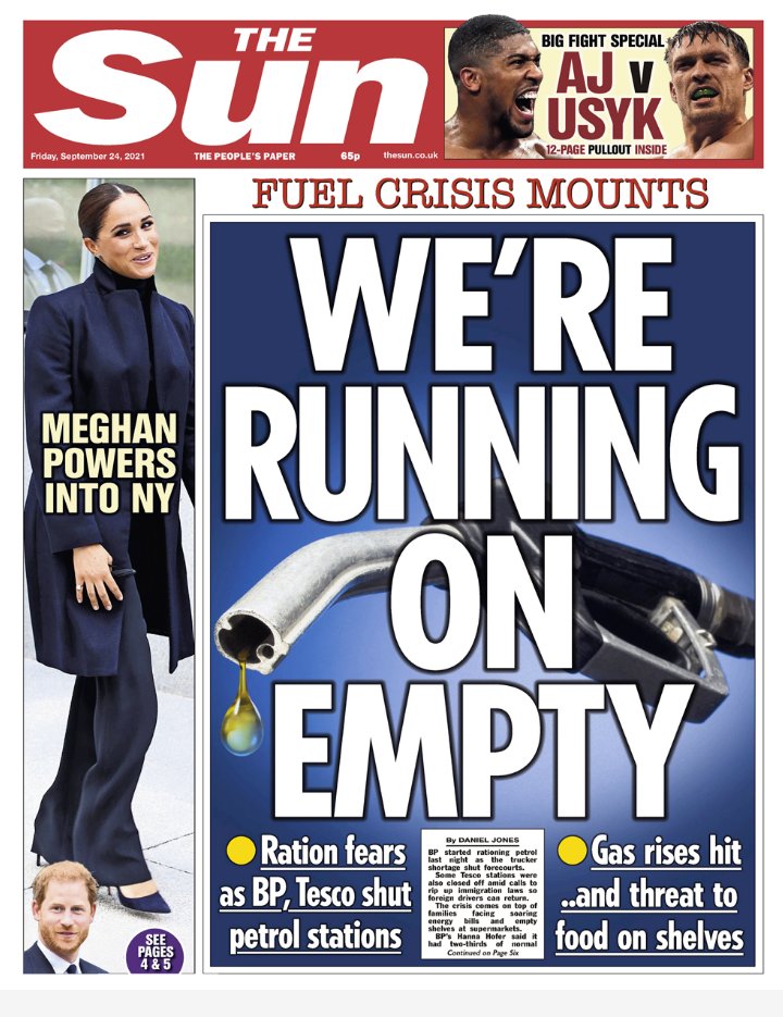 DaveMannRadio's tweet photo. It's the media that cause panic buying with headlines like this #panicbuying #fuelshortage https://t.co/DhZF43R7Vn