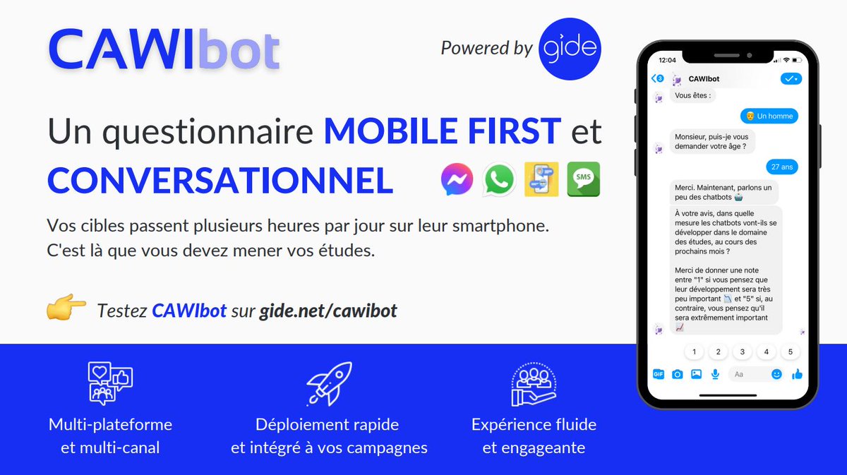 ConseilSyntec's tweet photo. [ Événement 🔈] #IdeesPourLeFutur Pitch n°11 ! @gidenetexplique présente CAWIbot : déployer des questionnaires conversationnels sur Facebook, Messenger, WhatsApp, le Web et SMS🎙 https://t.co/IDMY2Uvsy5
