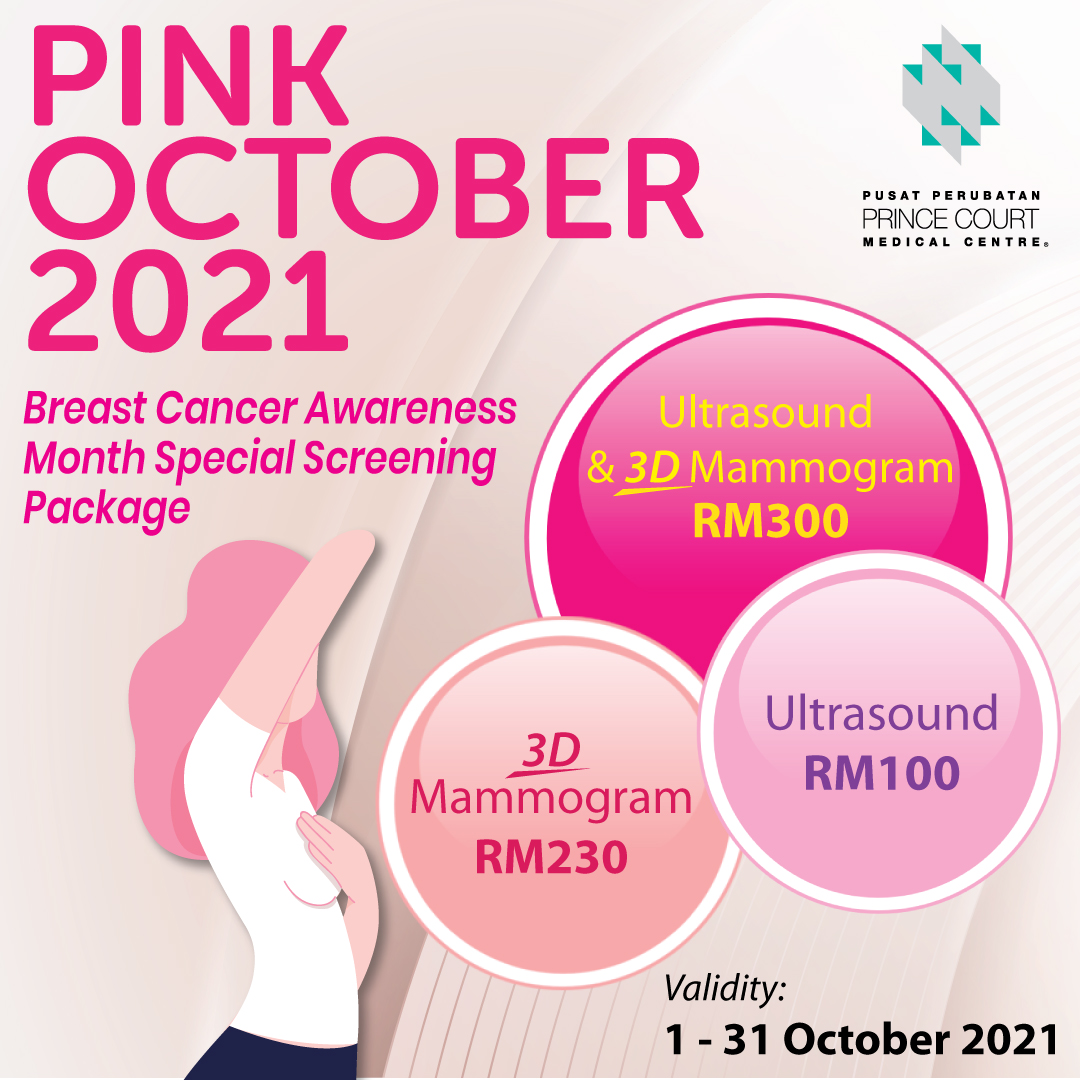 PrinceCourtMC's tweet photo. Celebrate Pink October with us!

Don’t miss out on our annual breast cancer screening promotion consisting of Ultrasound and 3D Mammogram from 1st October to 31st October 2021. Appointment 03-2160 0355 (Radiology)
Email - corporate.affairs@princecourt.com 
#BreastCancerAwareness https://t.co/zLs8Ts36bZ