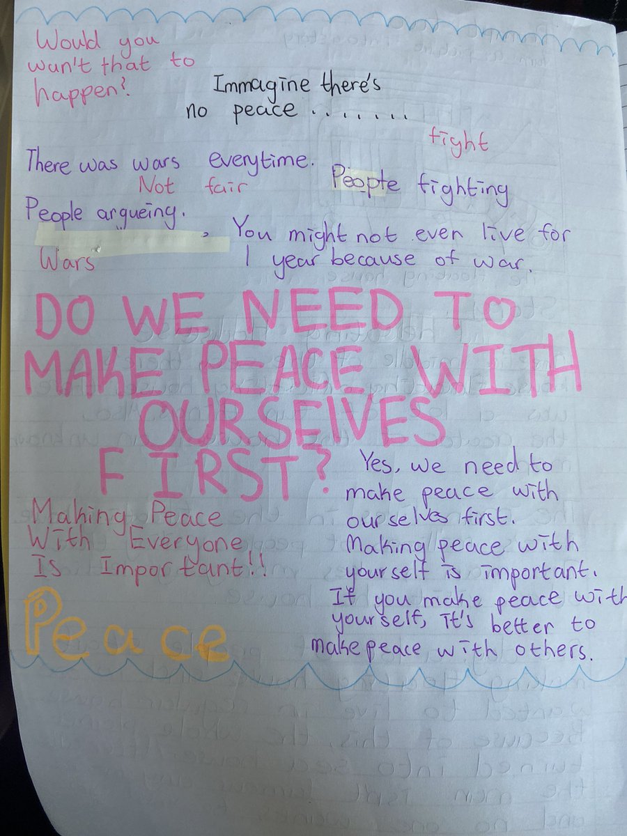 ThisIsAwesomeEd's tweet photo. #TheGlobalWrite is alive &amp; well in 6L: We need to make #peace with ourselves. Face the bias, prejudice, &amp; whatever ingrained hate held to be better people for ourselves, each other, &amp; the world. @tblackTAB @Hedreich @Nicholajdm @JoyceBronwyn @KesaiaNaisara @AnneLeBlanc2 https://t.co/txDywG4OjG