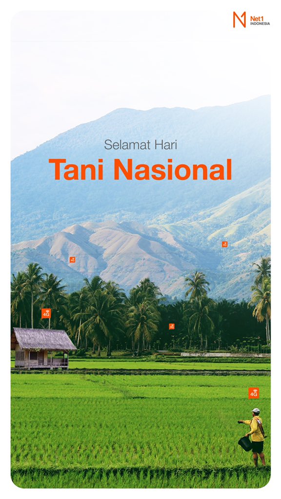 Net1id's tweet photo. Selamat Hari Tani Nasional 2021!
Terima kasih atas jasa para petani dalam menjaga ketersediaan pangan di Indonesia.

#Net1Indonesia #HariTaniNasional #Petani #Indonesia #PakaiNet1 #KarenaNet1 #InternetDesa #Desa #InternetRumah #Rumah #Telco #pertanianindonesiamaju https://t.co/z6Ow2E8u1A