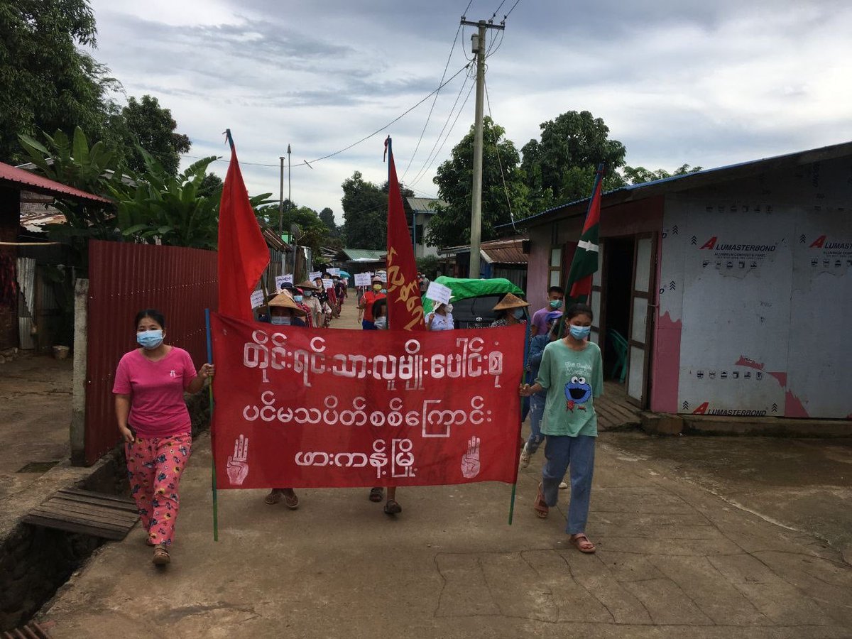 IrrawaddyNews's tweet photo. Daily protests against the military regime are continuing in Kachin State’s #Hpakant, where mobile internet services have been shut down since August 20. (Photo:CJ)

#WhatsHappeningInMyanmar https://t.co/Y51aEDrsvR