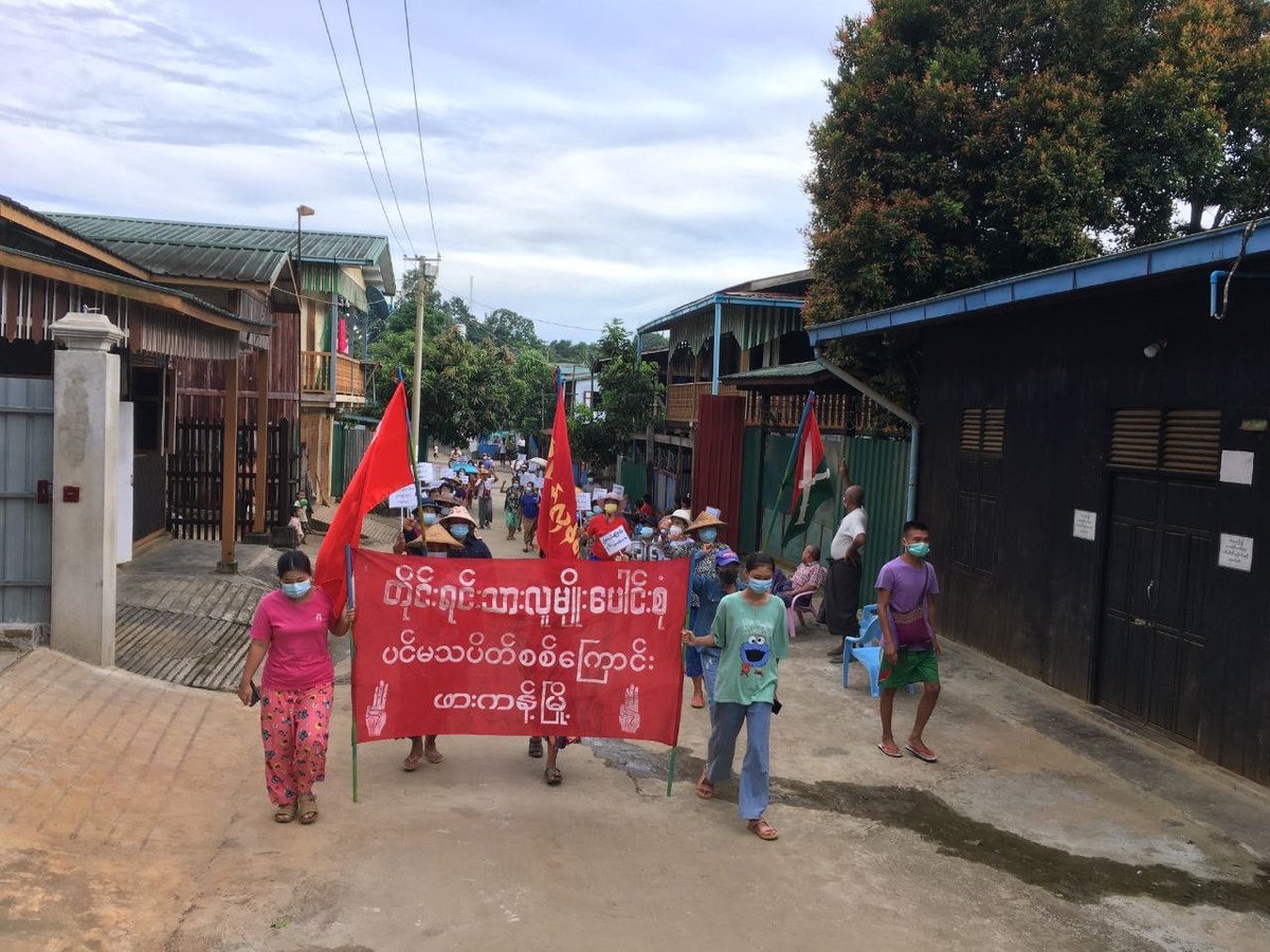 IrrawaddyNews's tweet photo. Daily protests against the military regime are continuing in Kachin State’s #Hpakant, where mobile internet services have been shut down since August 20. (Photo:CJ)

#WhatsHappeningInMyanmar https://t.co/Y51aEDrsvR