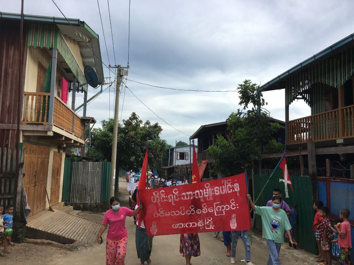 IrrawaddyNews's tweet photo. Daily protests against the military regime are continuing in Kachin State’s #Hpakant, where mobile internet services have been shut down since August 20. (Photo:CJ)

#WhatsHappeningInMyanmar https://t.co/Y51aEDrsvR