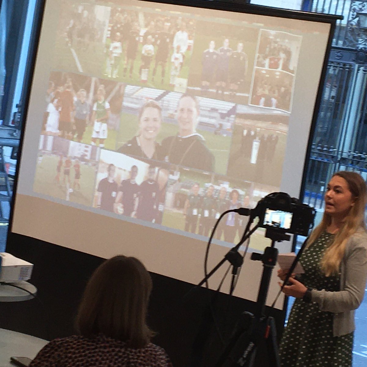 IainFruitmarket's tweet photo. Loving hearing from @VikkiMAllan on her boundary-breaking career as a female football referee. Currently talking about keeping it cool when checking her heros’ boots! #dare #creativeEdin @Edinburgh_CM https://t.co/QHCBmD4OUh