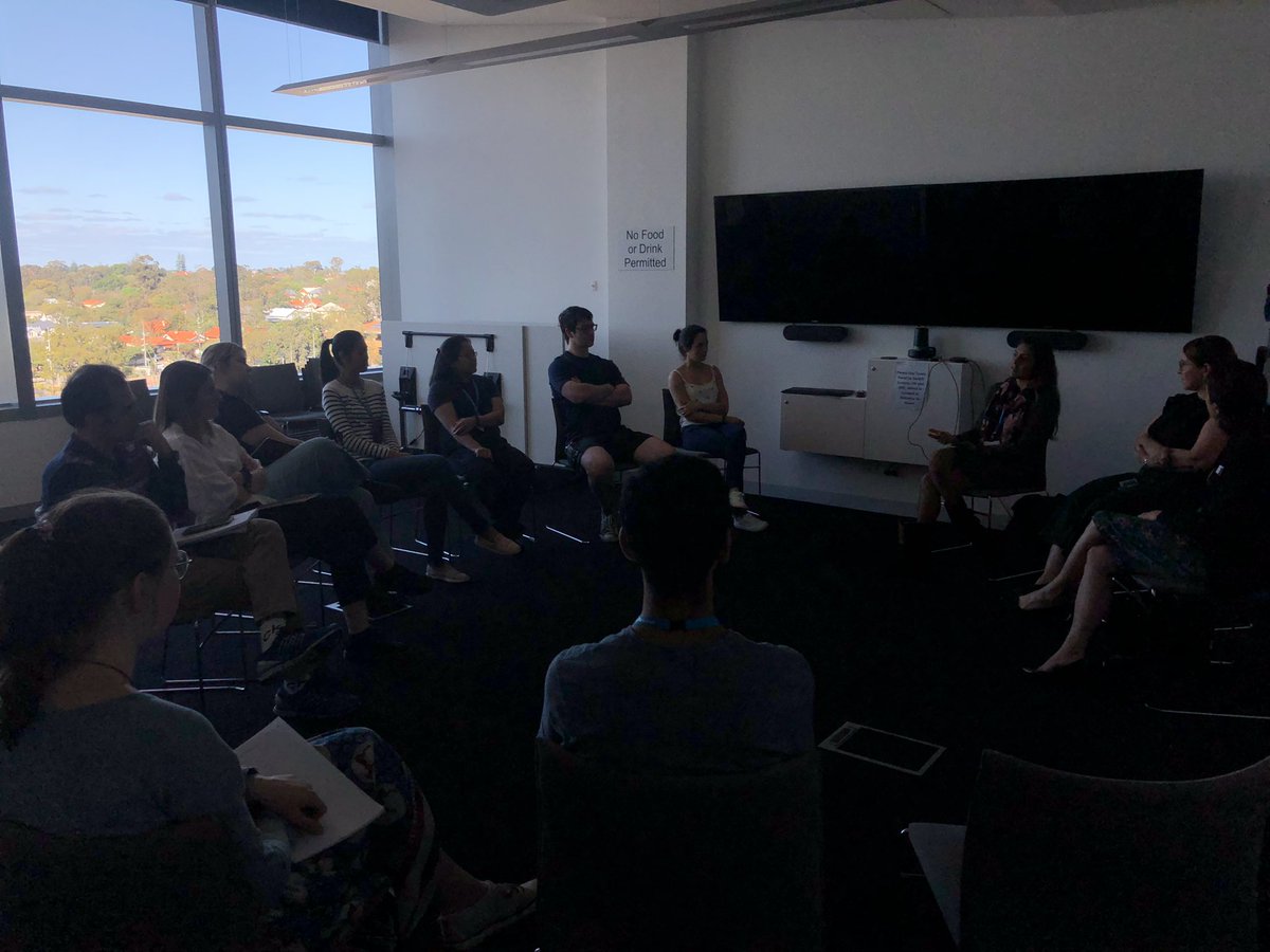 NCARD_research's tweet photo. Thanks so much to Daphne Lankhiani, Alma Fulurija & Kristen Nowak for your insight into your career after #PhD! Super helpful to our PhD students & post docs. #AcademicChatter #womeninSTEM #phdchat #postdocs https://t.co/dNY4Gd0KBi