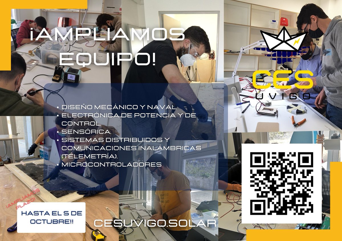 ¡AMPLIAMOS EL PLAZO DE INSCRIPCIÓN!
Rellena el formulario hasta el 5 DE OCTUBRE y forma parte de nuestro equipo.

#cesuvigo #universidadevigo #somosTelecoVigo #orientaTE #regatasolar