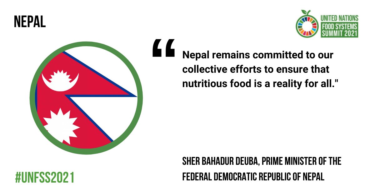 FoodSystems's tweet photo. Nepal's commitment to transforming their food systems! #UNFSS2021
@SherBDeuba @NEPALNPC @SVG_UN https://t.co/jOnBShR01W