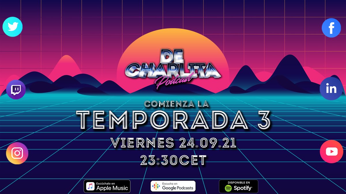Decharlita_'s tweet photo. ¿Estáis preparados? ¿De verdad estáis preparados para esto? La vuelta al ruedo del podcast DeCharlita. El inicio de la Temporada 3, hoy 24/09/2021 - 23:30CET.

https://t.co/2P5rSB0v57 - https://t.co/IX5R3AS9mq https://t.co/DeB5qN30ch