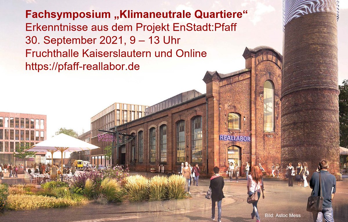 Wie entwickelt man erfolgreich klimaneutrale Quartiere? Beim Fachsymposium am 30. September werden Praxiserfahrungen vorgestellt. Online-Teilnahme möglich:
pfaff-reallabor.de/fachsymposium/ <a href="/stadtkl/">Stadt Kaiserslautern</a> <a href="/FraunhoferISE/">Fraunhofer ISE</a> <a href="/FraunhoferIESE/">Fraunhofer IESE</a> #Energiewende