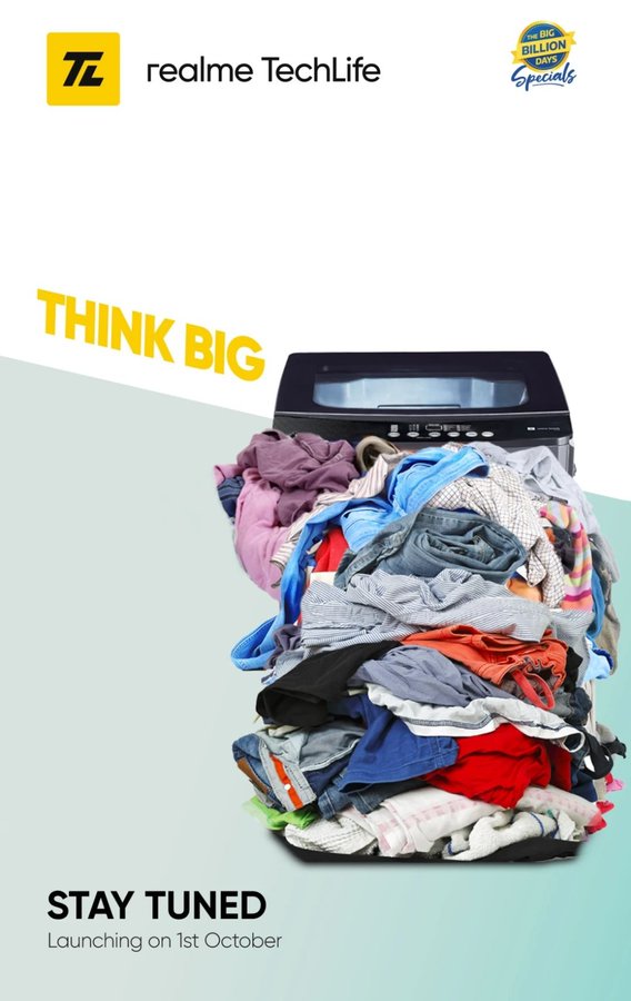 cheezzytech's tweet image. A Washing Machine by @realmeTechLife !!!! 🌝🌝 

Launching on 1st October!!

#realmewashingmachine #realme