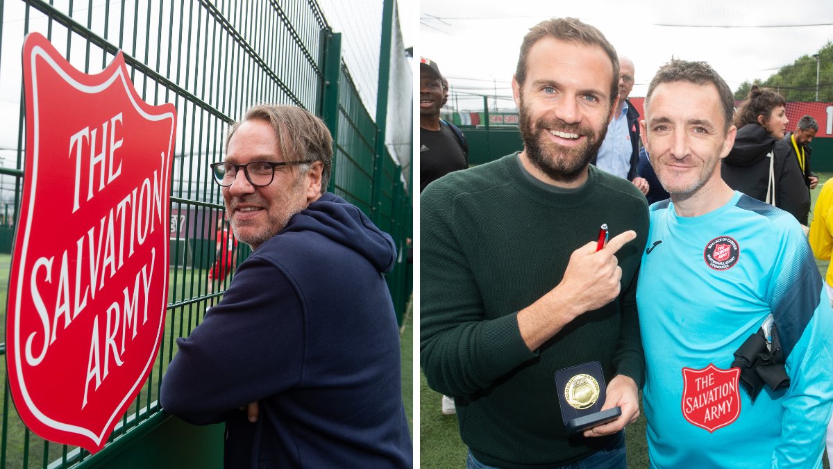 salvationarmyuk's tweet photo. We’d like to thank our special guests who supported our Partnership Trophy yesterday- @PaulMerse for the great Q&amp;A and playing footie with our residents, and @juanmata8 for popping by to chat with our Lifehouse teams and watching them play. (2/3) https://t.co/3MbkiYhooC
