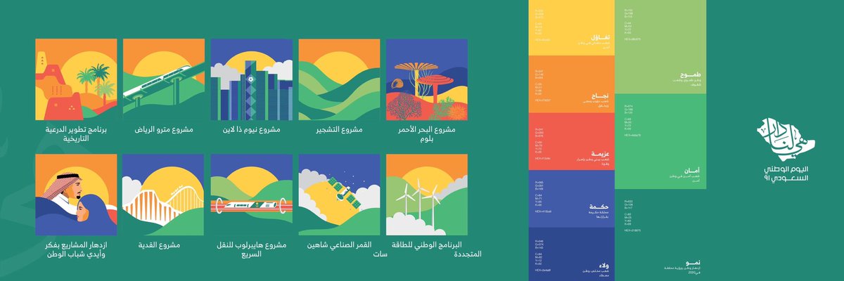 THEGATHERINGKSA's tweet photo. نفخر بتقديم، وتطوير شعار وهوية اليوم الوطني للمرة الثانية على التوالي 

عمل تم تطويره بشغف وحب واعتزاز

كل عام والمملكة العربية السعودة بخير  وازدهار وتطور🇸🇦
#هي_لنا_دار https://t.co/nnJ7a9QqOO