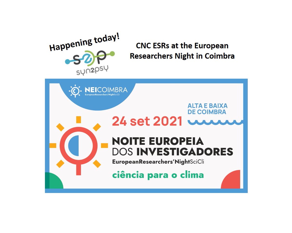 Syn2Psy's tweet photo. Happening today: European Researchers Night! @Syn2Psy @cnc_uc ESRs will be at Hotel Oslo in Coimbra, sharing their science. Activity point 28. @neinvestigadores @MSCActions
#Syn2Psy #Neuroscience #ERN2021 #NEI2021 #noiteeuropeiadosinvestigadores #europeanresearchersnight https://t.co/dIN6KDb8H4