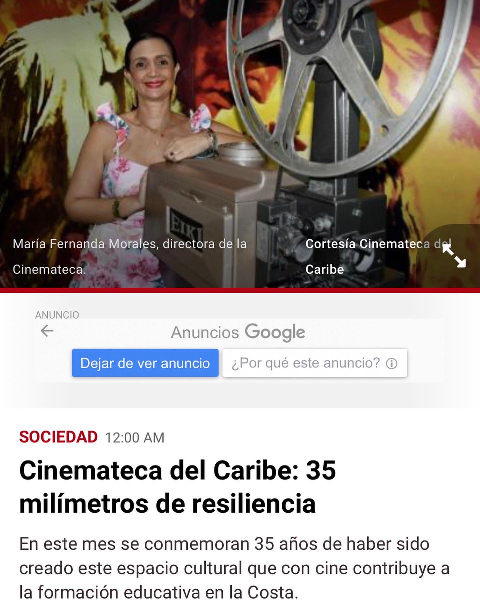 mf_morales's tweet photo. #GraciasTotales a @elheraldoco y a @AlejoRosalesM por este hermoso recuento histórico de #35años de #trabajo y #laborcultural de la @cinematecaribe 

Me siento muy #orgullosa de llevar hace #8años las banderas de esta #casadelcineindependiente 
#35añosCinematecaDelCaribe #cine https://t.co/GV2K1b857V