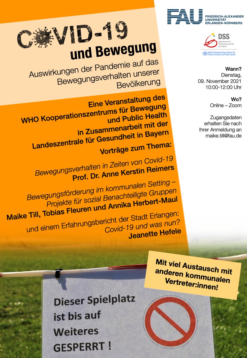 Die Hosen zu eng, das Fahrrad verstaubt? Wie hat sich Bewegung durch COVID verändert? Wie gelingt es Menschen (wieder) mehr Bewegung im Alltag zu ermöglichen? Jetzt anmelden! #UniFAU #publichealth