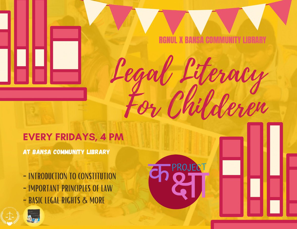 We are starting with Legal Literacy Classes for children in collaboration with <a href="/RgnulLAC/">RGNUL Legal Aid Clinic</a> under their 'Project Kaksha'. We recognize that access to good quality school education is a rarity in rural India, which further puts children at a disadvantage in terms of Legal literacy.