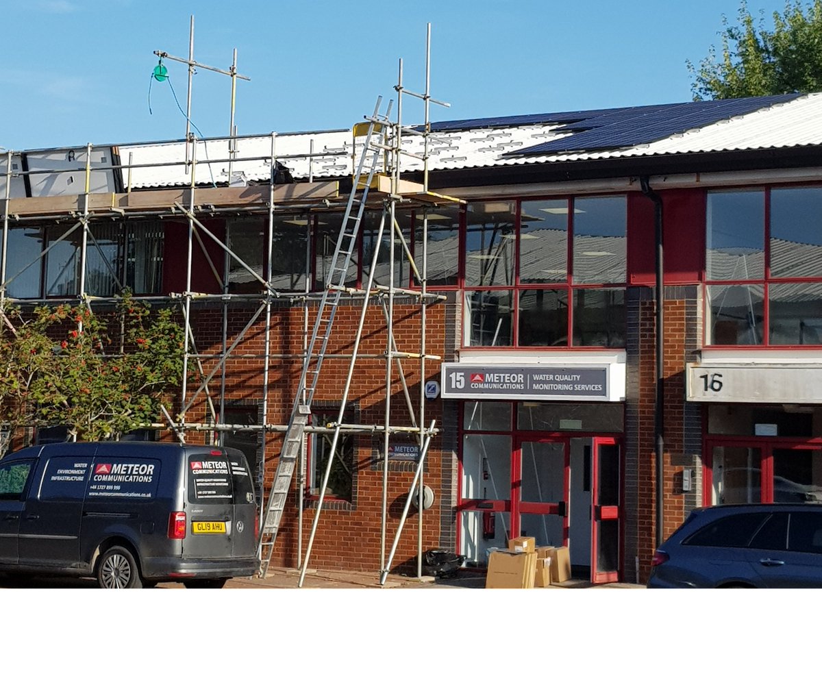 Matt_Meteor's tweet photo. Meteor Bramley office solar panels going in! These should provide power to run the office for 80% of the year and produce a significant surplus on sunny days.. https://t.co/tFOc3AilLC