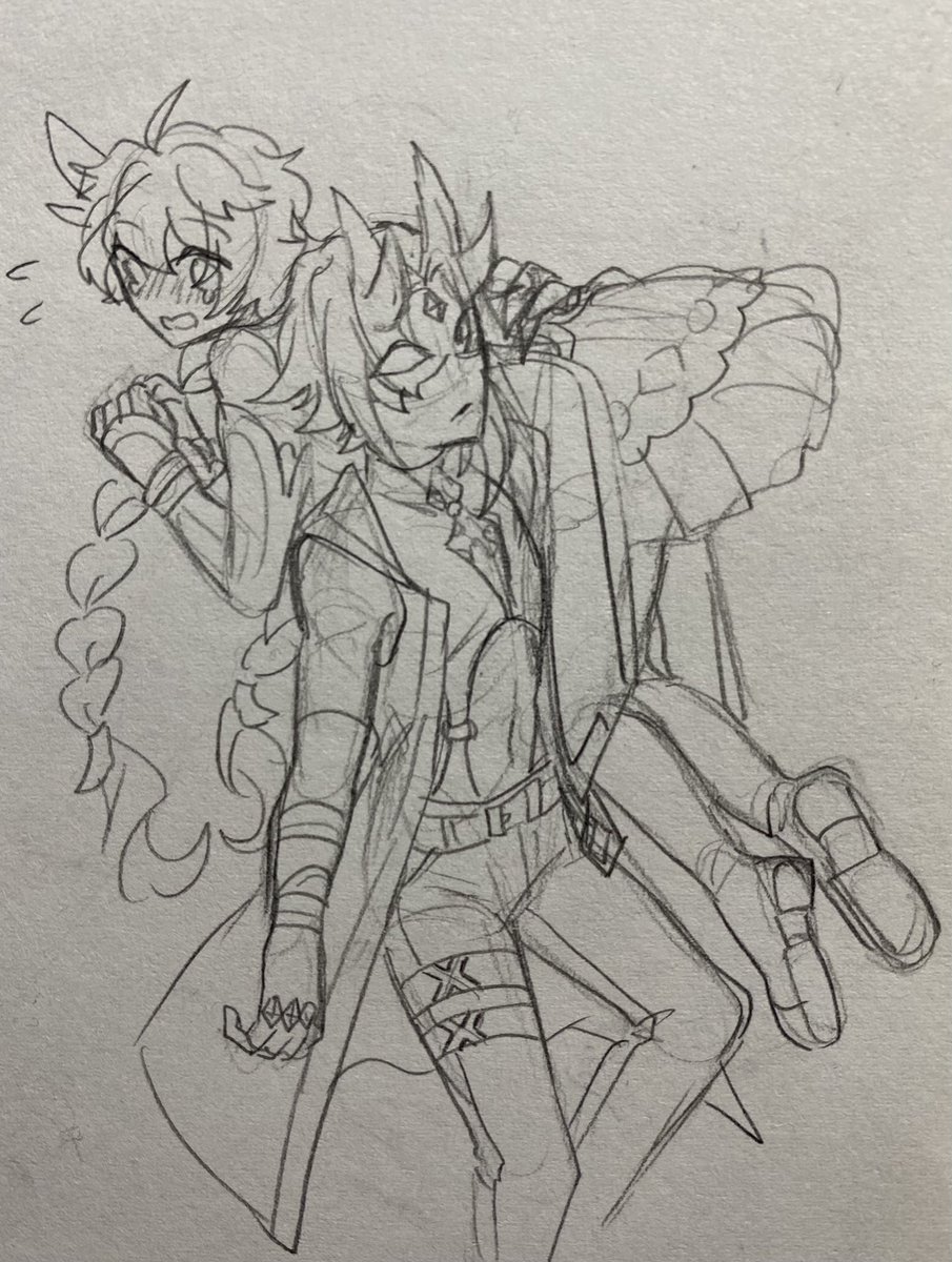 ijustlikeaether's tweet photo. I just realized I can post sketchbook photos from my phone…
here’s the magical girl AU!
(note: sketchbook drawings are pretty nonsensical)
#XiaoAether https://t.co/ZOOPD6M9zl